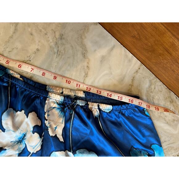 Linea Donatella Pajama Set Shorts Tank Blue Floral Print XL - Picture 5 of 6